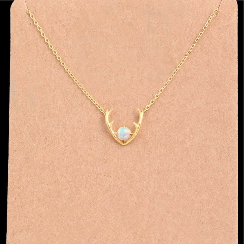 Antler Necklace w/opal stone